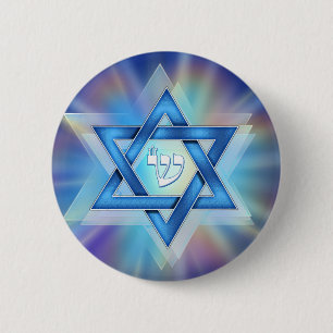 Radiant Star of David 6 Cm Round Badge