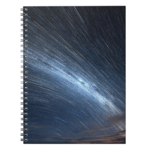Radiant Star Trails Blue Night Sky Notebook