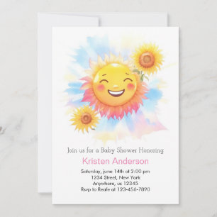 Radiant Sun Boho Girl Baby Shower Invitation