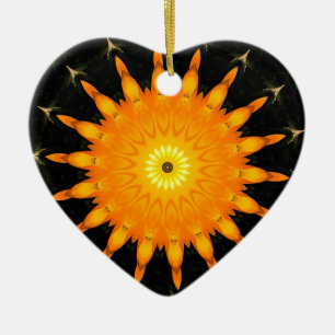 Radiant Sun Mandala Kaleidoscope Art Ceramic Tree Decoration