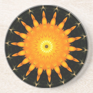 Radiant Sun Mandala Kaleidoscope Art Coaster