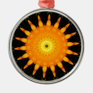 Radiant Sun Mandala Kaleidoscope Art Metal Tree Decoration