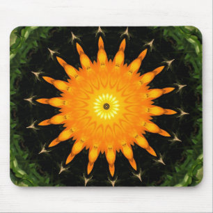 Radiant Sun Mandala Kaleidoscope Art Mouse Mat