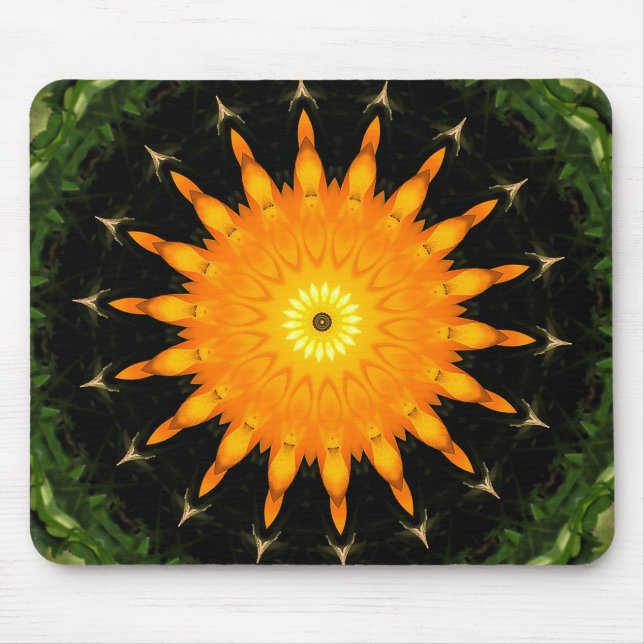 Radiant Sun Mandala Kaleidoscope Art Mouse Mat (Front)