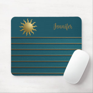 Radiant Sun on Teal Mouse Mat