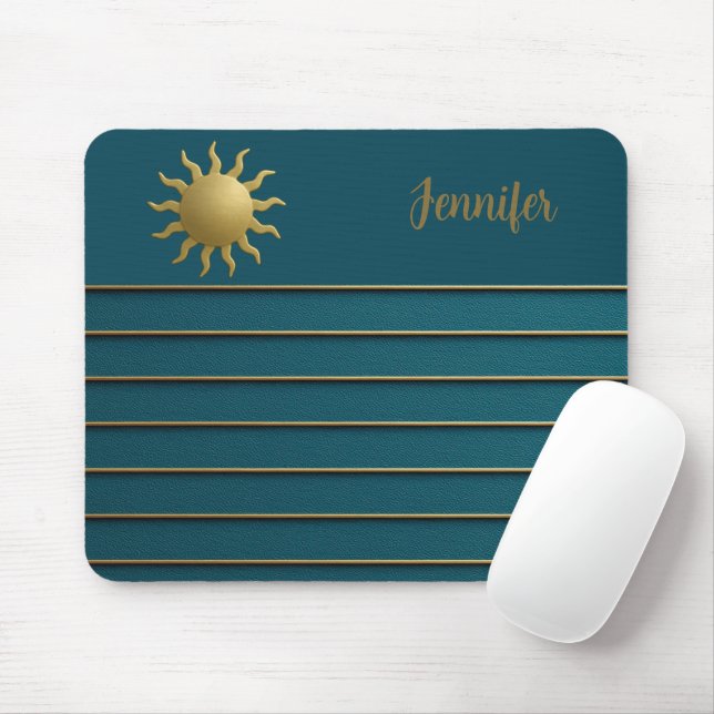 Radiant Sun on Teal Mouse Mat (With Mouse)