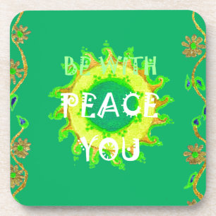 Radiant Sun: Peace Be With You Inspirational Print Coaster
