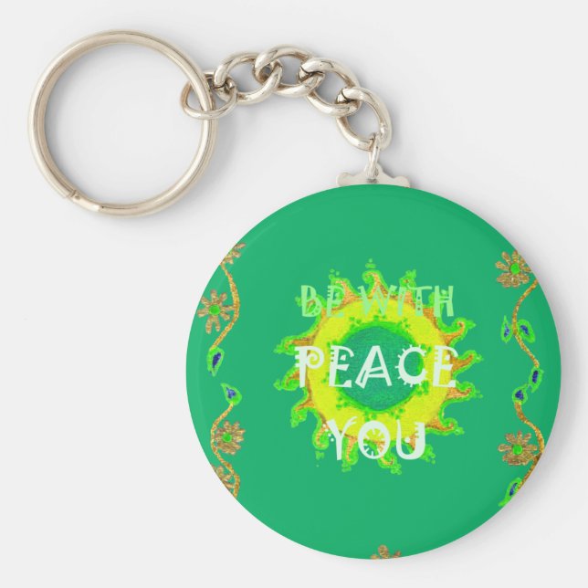 Radiant Sun: Peace Be With You Inspirational Print Key Ring (Front)