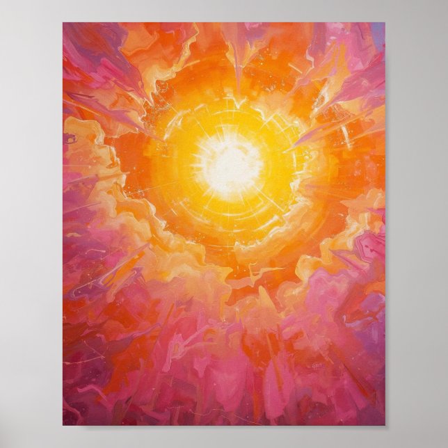 Radiant Sun Surrounding Swirling Clouds Poster (Front)