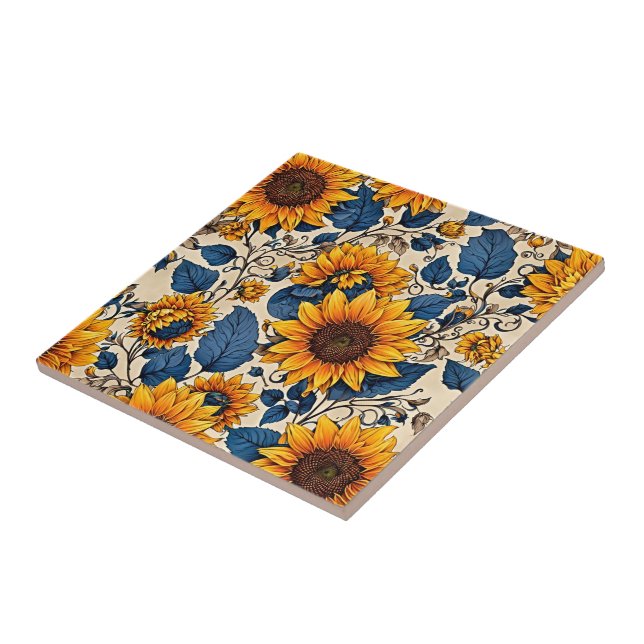 Radiant Sunflower Bloom: Infuse Your Space Tile (Side)