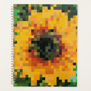 Radiant sunflower in pixels planner