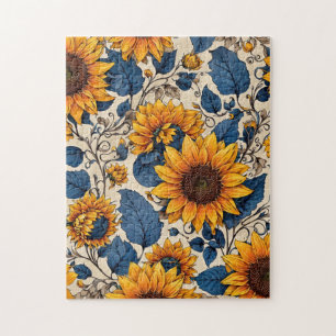 Radiant Sunflower Pattern  Jigsaw Puzzle