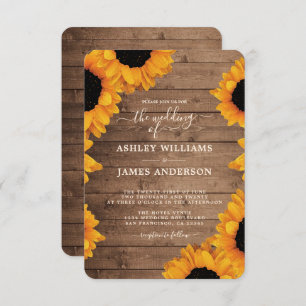 Radiant Sunflower Rustic Wedding Invitation