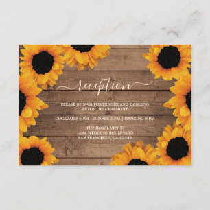 Radiant Sunflower Rustic Wood Wedding Reception Enclosure Card