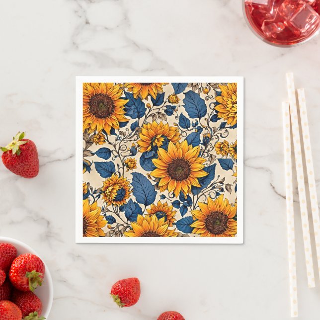 Radiant Sunflowers: A Symphony of Colourful Joy Napkin (Insitu)