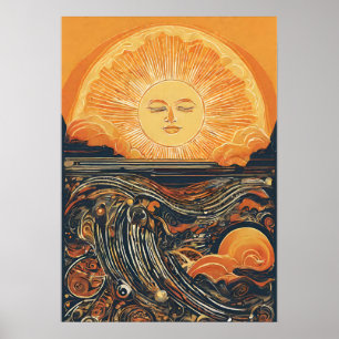Radiant Sunlight Sun Illustration Poster