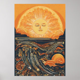Radiant Sunlight Sun Illustration Poster