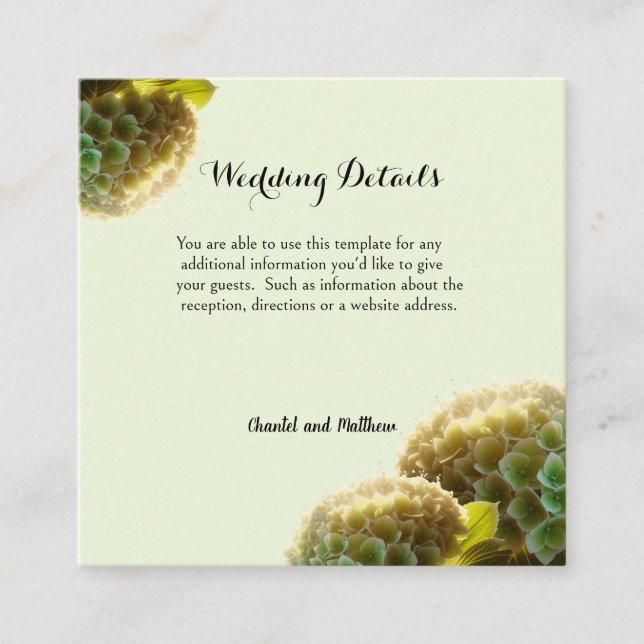 Radiant Sunlit Hydrangea Green Enclosure Card (Front)