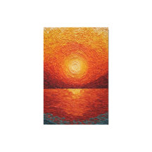 Radiant Sunset Over Water Textured Abstract Wall
