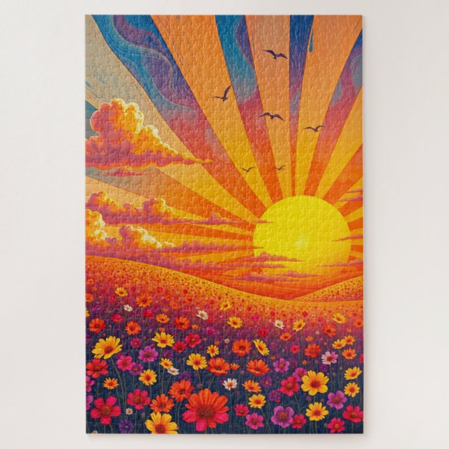 Radiant Sunset Over Whimsical Landscape  Jigsaw Puzzle (Vertical)