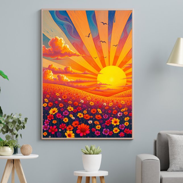 Radiant Sunset Over Whimsical Landscape  Poster (Creator Uploaded)