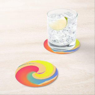 Radiant Swirl Round Paper Coaster