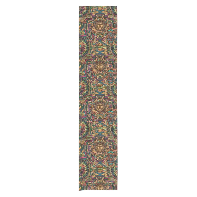 Radiant Teal "Vibrant Historical Emblem" Table Run Short Table Runner (Front)