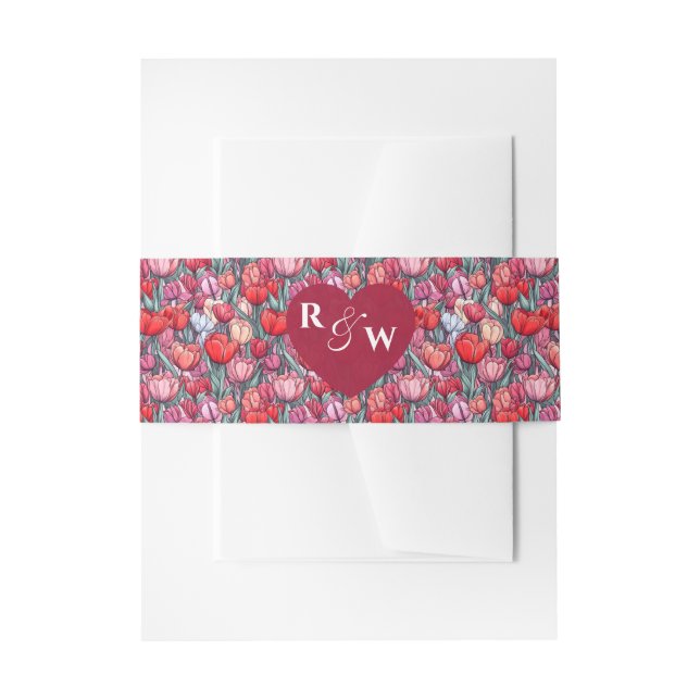 Radiant Tulip Garden Summer Wedding Invitation Belly Band (Front Example)