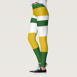 Radiant White, Yellow, Green, Striped Leggings
