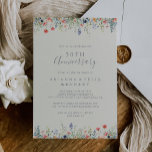 Radiant Wildflower 50th Wedding Anniversary Invitation<br><div class="desc">This radiant wildflower 50th wedding anniversary invitation is perfect for a modern event. The design features pink,  purple,  blush,  yellow,  navy blue,  green leaves and meadow wild flowers assembled in a seamless and delightful floral bouquets,  evoking natural beauty.

Change the number to celebrate any anniversary milestone.</div>