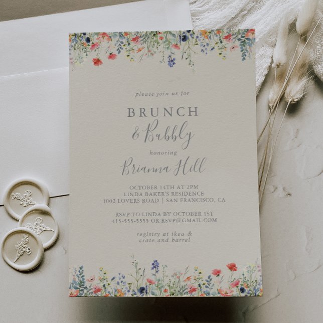 Radiant Wildflower Brunch and Bubbly Bridal Shower Invitation (Creator Uploaded)