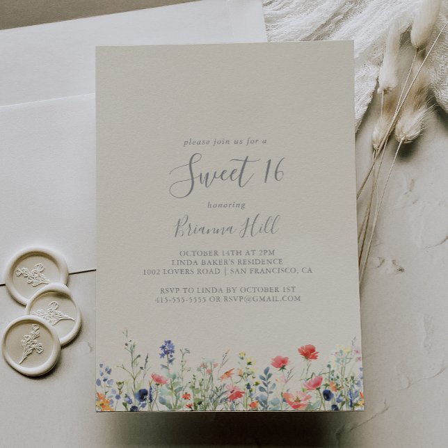 Radiant Wildflower Sweet 16 Birthday Party Invitation (Creator Uploaded)