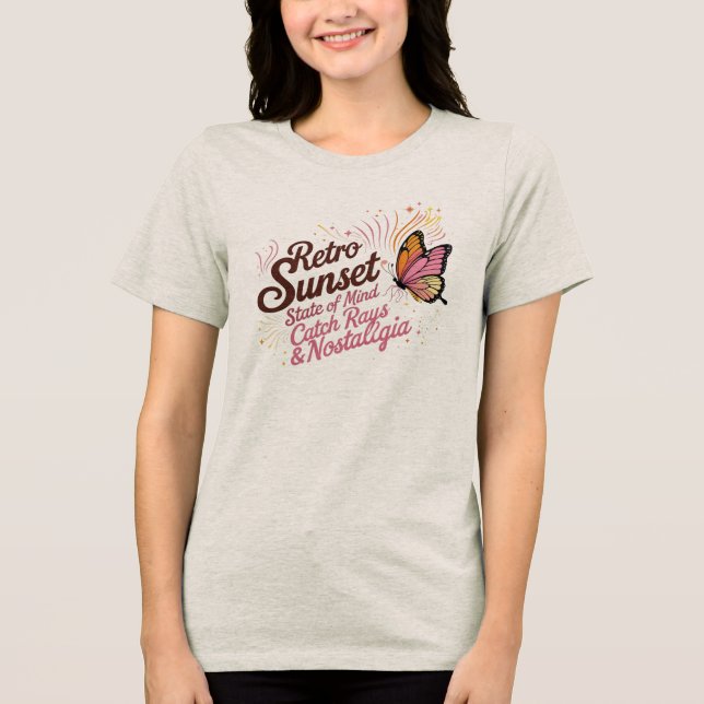 Radiant Wings – Retro Sunset Vibes Tri-Blend Shirt (Front)
