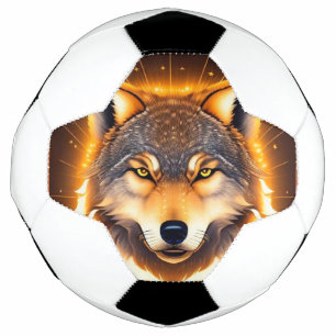 Radiant Wolf Face Illuminated by Golden Light Football