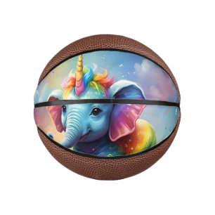 Radiant Wonders: The Rainbow Baby Unicorn Elephant Mini Basketball