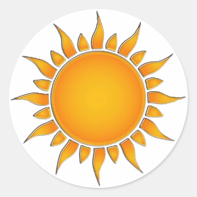 Radiant Yellow and Orange Summer Sun Classic Round Sticker (Front)