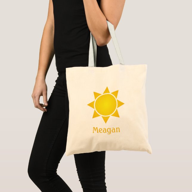 Radiant Yellow Gradient Sun with Orange Name Tote Bag (Front (Product))