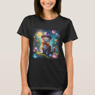 Radiantly Beautiful Wizard Cat With Bright Green E T-Shirt