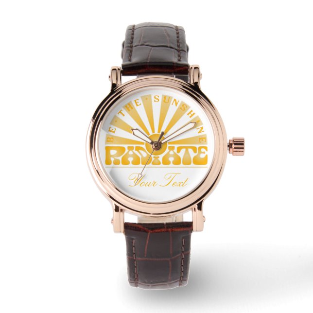 RADIATE Be The Sunshine Vintage Retro Gold Graphic Watch (Front)