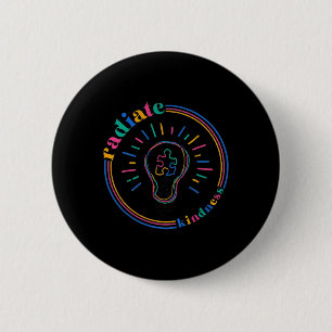 Radiate Kindness Retro Light Bulb Puzzle Autism Aw 6 Cm Round Badge