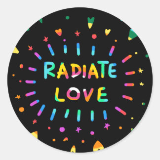 Radiate Love Colourful Painting on Black Sticker