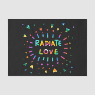 Radiate Love Colourful Rainbow Painting on Black Tissue Paper