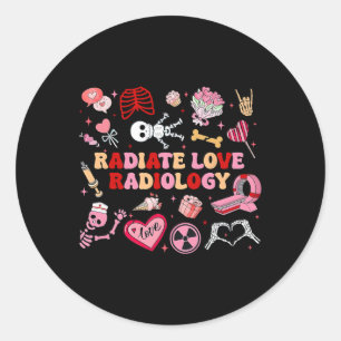 Radiate Love Radiology Valentine X-ray Tech Nuclea Classic Round Sticker