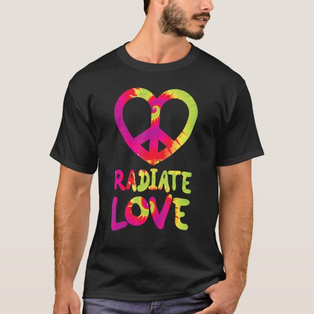 Radiate Love rainbow happiness hippies quote T-Shirt (Front)