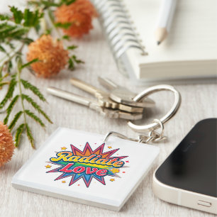 Radiate Love Retro Design – Positive Vibes Key Ring