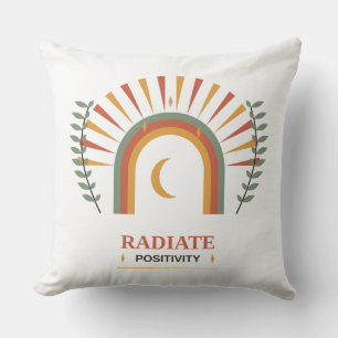 Radiate Positivity Boho Celestial Sun Moon Botanic Cushion