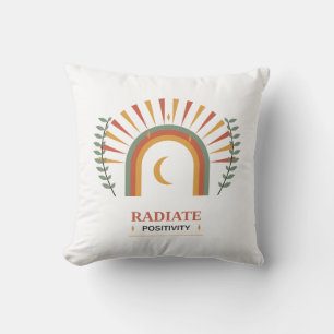 Radiate Positivity Boho Celestial Sun Moon Botanic Cushion