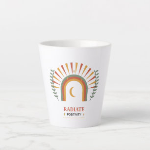 Radiate Positivity Boho Celestial Sun Moon Botanic Latte Mug