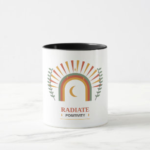Radiate Positivity Boho Celestial Sun Moon Botanic Mug