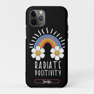 Radiate Positivity   Colorful Rainbow and Flowers iPhone 11 Pro Case